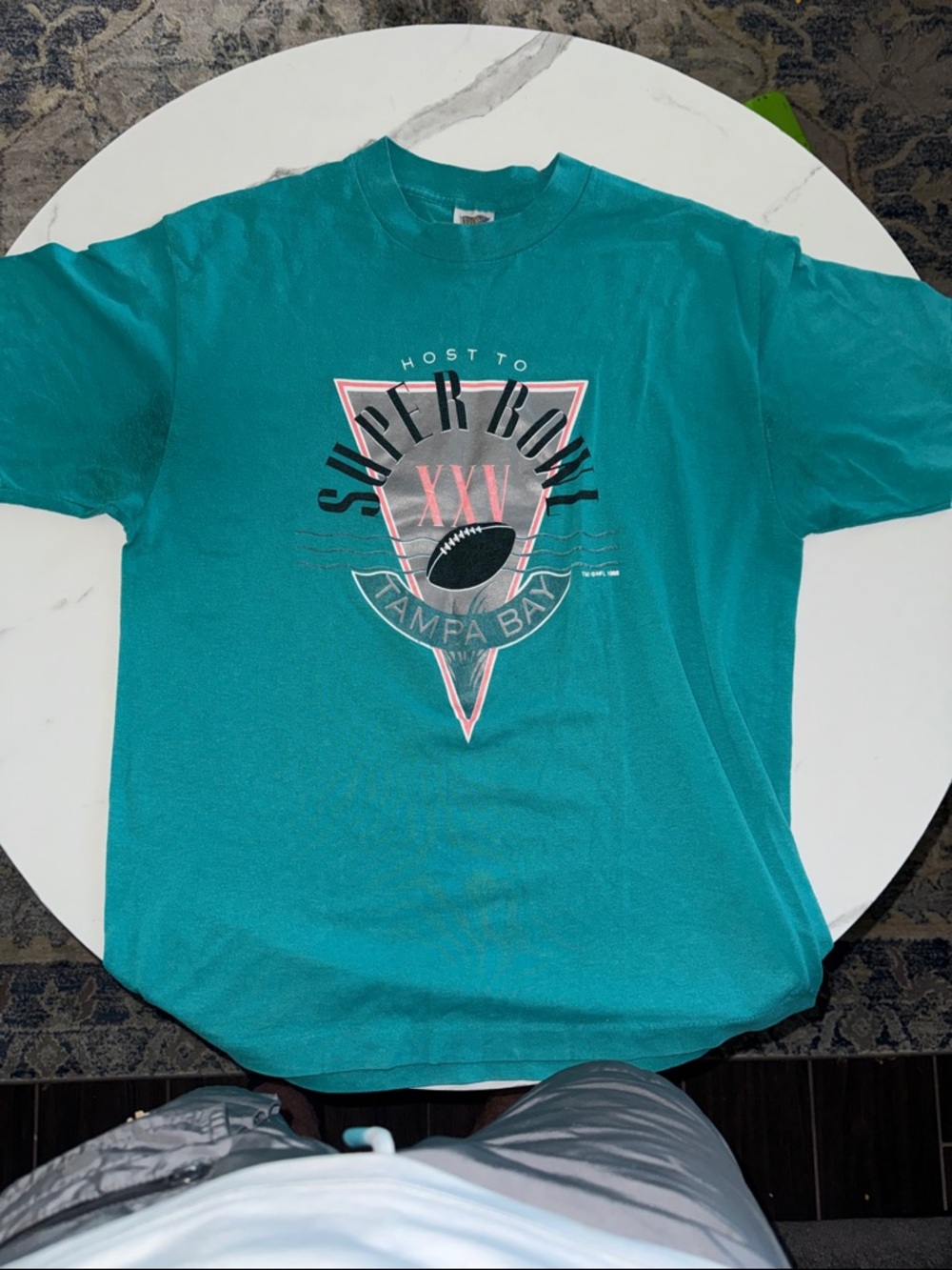 Vintage Super Bowl XXV Tampa Bay Teal Graphic Tee